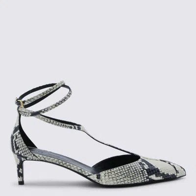 Khaite Light Grey Leather Sandals In Multi