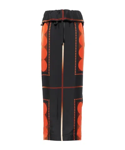 Khaite Lilila Printed Silk Maxi Skirt In Black