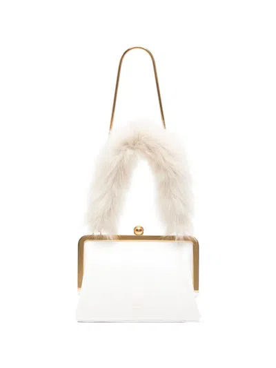 Pre-owned Khaite Lilith Faux-fur Handle Handbag In White