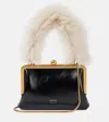 Khaite Lilith Small Shearling-trimmed Leather Tote Bag In Black