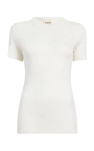 Khaite Lily Short-sleeve Silk T-shirt In White