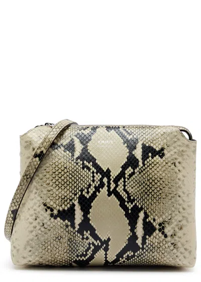 Khaite Lina Medium Snake-effect Leather Cross-body Bag In Beige