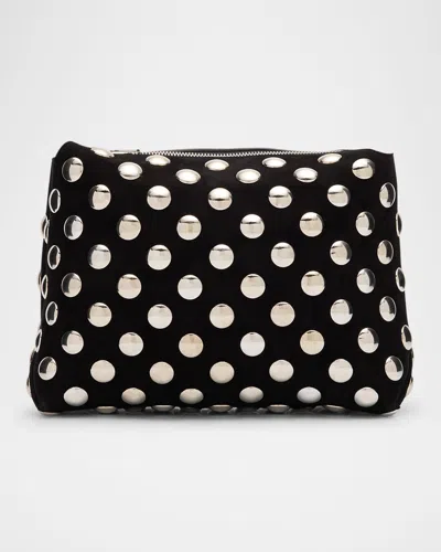 Khaite Lina Medium Studded Suede Crossbody Bag