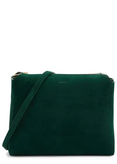 Khaite Lina Medium Suede Cross-body Bag In Dark Green