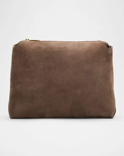 Khaite Lina Medium Suede Crossbody Bag In Cedar