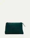 Khaite Lina Medium Suede Crossbody Bag In Dark Green
