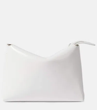 Khaite Lina Patent Leather Shoulder Bag In White