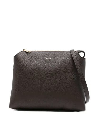 Khaite Lina Zip-top Leather Shoulder Bag In Brown