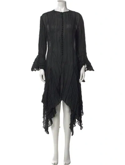 Pre-owned Khaite Linen Long Dress In Black