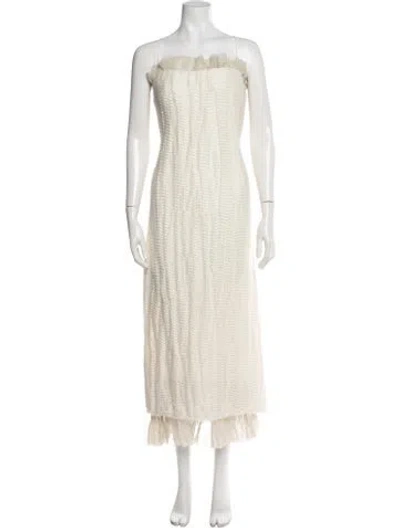 Pre-owned Khaite Linen Long Dress In Neutrals