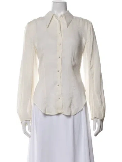 Pre-owned Khaite Linen Long Sleeve Button-up Top In Neutrals