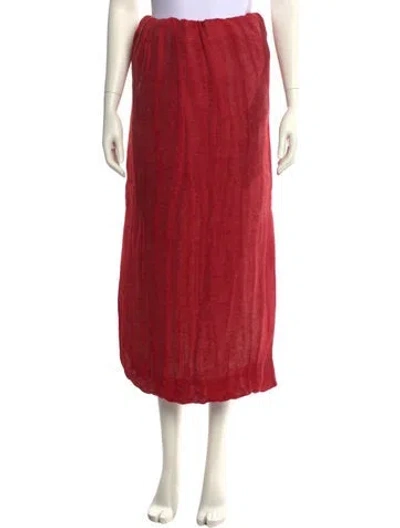 Pre-owned Khaite Linen Midi Length Skirt In Red