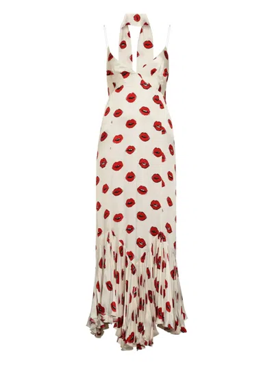 Khaite Lip-print Pleated Maxi Dress
