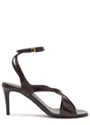 Khaite Liria Leather Crisscross Wrap Ankle-strap Sandals In Brown