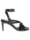 Khaite Liria Leather Crisscross Wrap Ankle-strap Sandals In Black