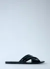 Khaite Liria Glossed-leather Sandals In Black