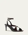 Khaite Liria Leather Crisscross Wrap Ankle-strap Sandals In Brown