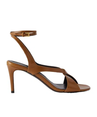 Khaite Liria Leather Sandals In Brown