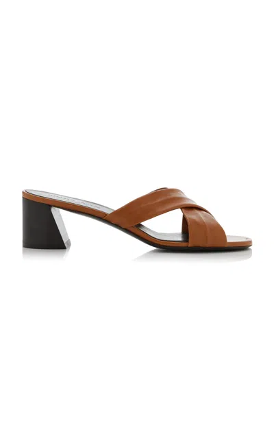Khaite Liria Leather Sandals 55 In Orange