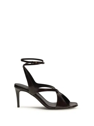 Khaite Dark Brown Liria Ankle-strap Heels In Multi