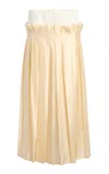 Khaite Liset Pleated Silk-blend Maxi Skirt In Off-white