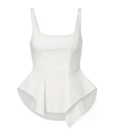 Khaite Loa Cotton Poplin Top In White
