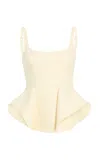 Khaite Loa Linen Suiting Peplum Top In Neutral