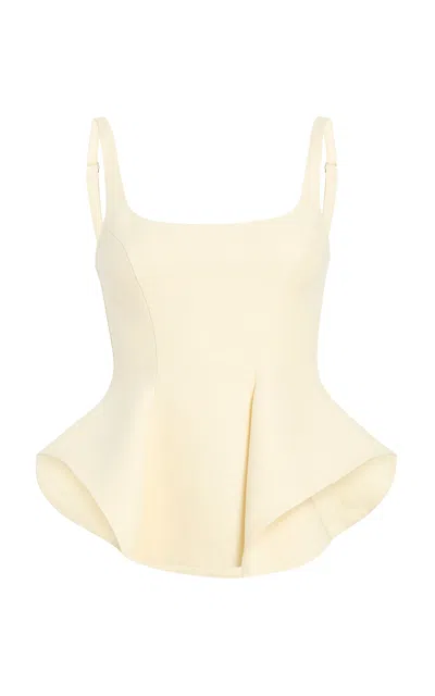 Khaite Loa Linen Suiting Peplum Top In Neutral