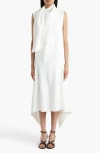Khaite Loell Scarf-detail Asymmetric Midi Dress In White
