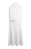 Khaite Loell Draped Crepe-satin Midi Dress