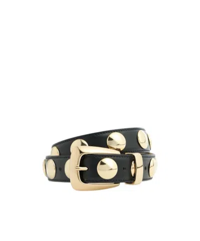 Khaite Benny Studded Patent-leather Belt In Black