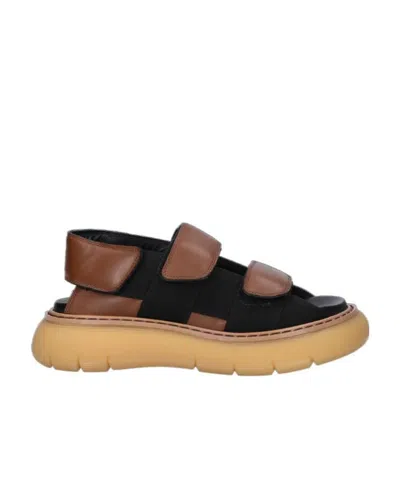 KHAITE LOGO DOUBLE STRAP SANDALS