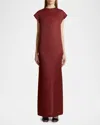 Khaite Lohan Silk Satin Long Dress In Oxblood