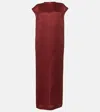 Khaite Lohan Silk Satin Long Dress In Red