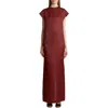 Khaite Lohan Silk Satin Long Dress In Oxblood