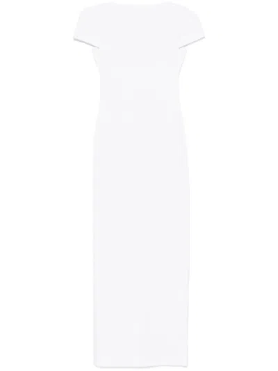 Khaite Long Basile Dress With White Neckline