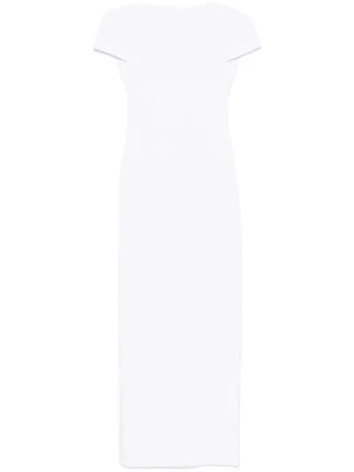 Khaite Long Basile Dress With White Neckline