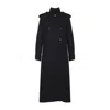 Khaite Long Double-breasted Wool Blend Coat In Black