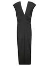 Khaite Long Dress With V-neck And Invisible Zip