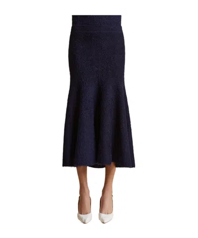 Khaite Long Knitted Skirt In Blue