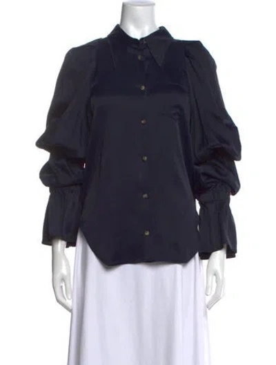 Pre-owned Khaite Long Sleeve Blouse In Blue