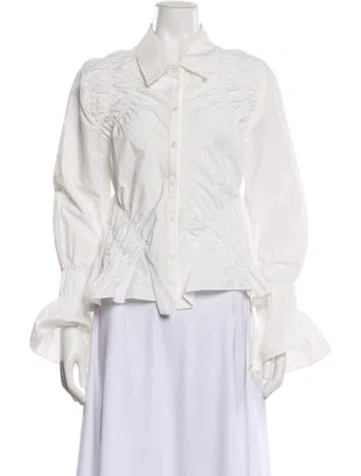 Pre-owned Khaite Long Sleeve Blouse In White