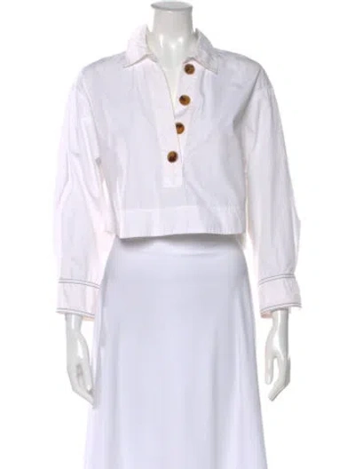 Pre-owned Khaite Long Sleeve Blouse In White