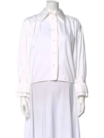 Pre-owned Khaite Long Sleeve Blouse In White