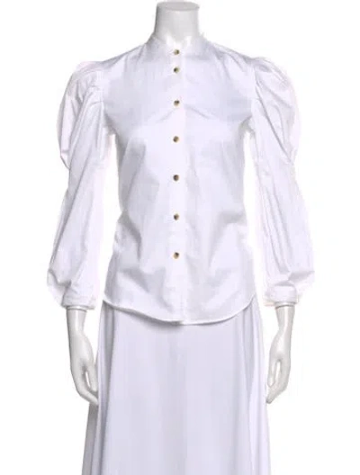 Pre-owned Khaite Long Sleeve Blouse In White