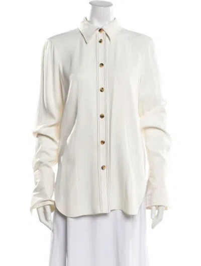 Pre-owned Khaite Long Sleeve Blouse In White