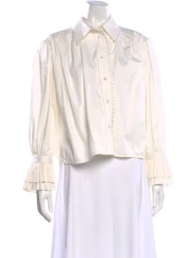 Pre-owned Khaite Long Sleeve Blouse In White