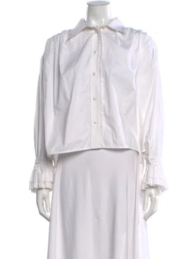 Pre-owned Khaite Long Sleeve Blouse In White