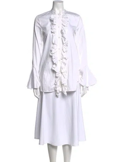 Pre-owned Khaite Long Sleeve Blouse In White