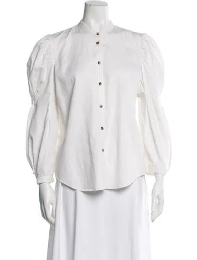 Pre-owned Khaite Long Sleeve Blouse In White